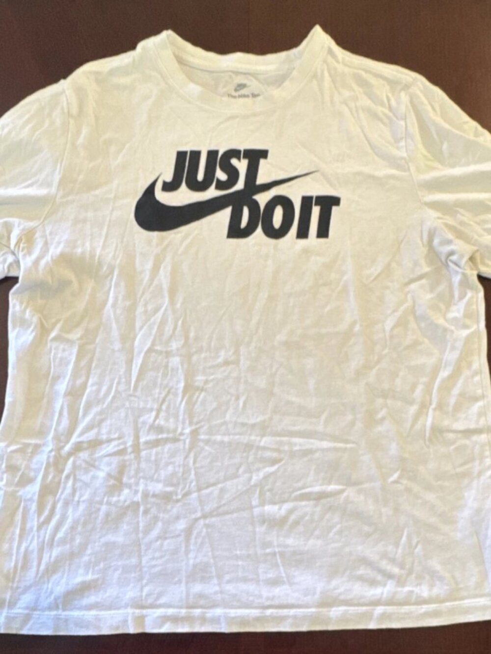 Nike Men's White Graphic 'Just Do It' Logo Crew Neck Cotton- like new- size s/m